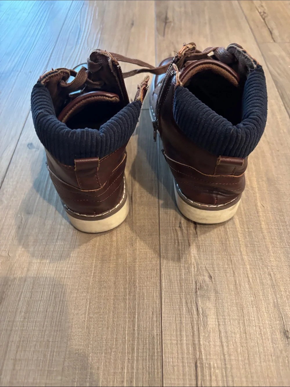 Steve Madden Boys Brown Leather High-Top Casual Boots Size 5